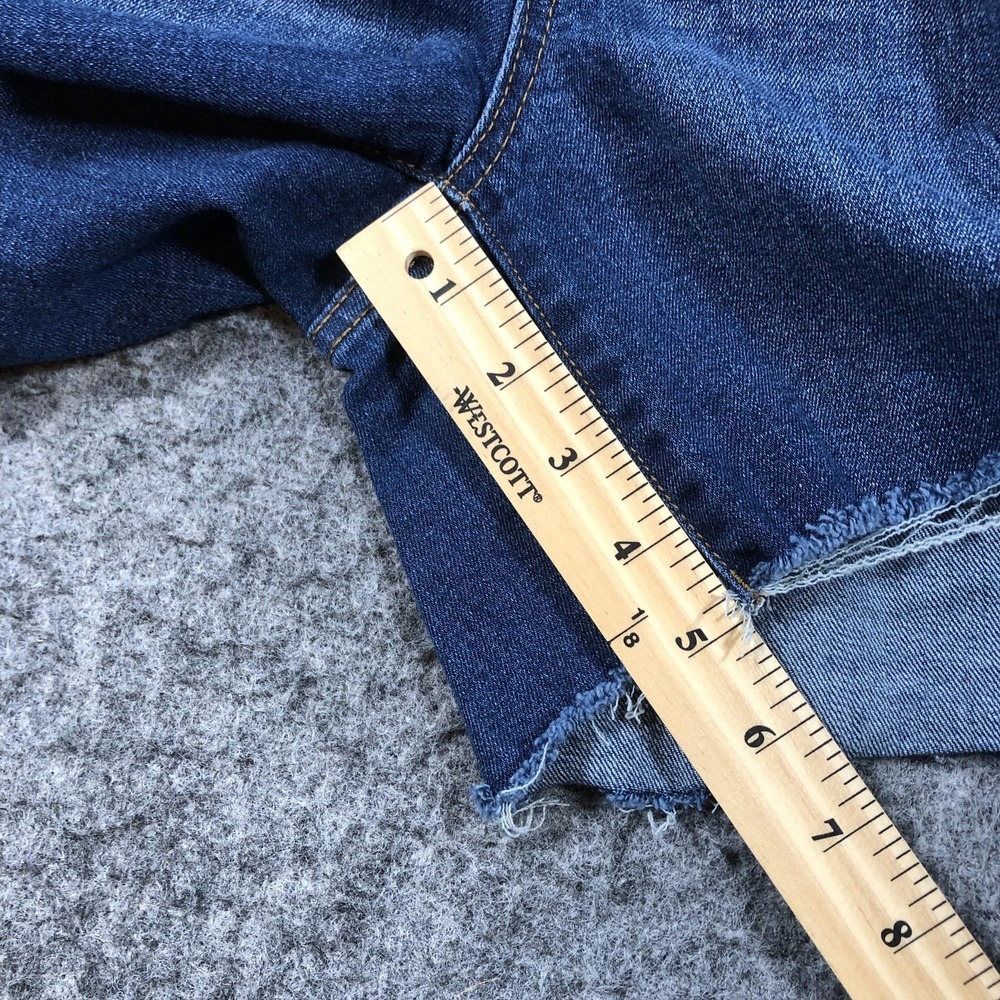 Seven7 Women's 12 Blue Denim Cutoff Shorts Raw Hem Distressed Weekend - Picture 13 of 16